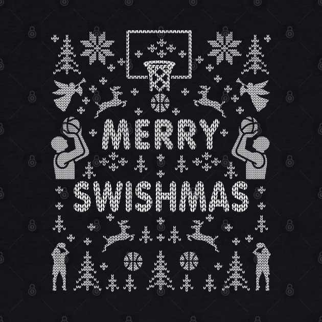 Merry Swishmas Basketball Ugly Sweater Party Christmas Basketball Player Fan by TeeCreations